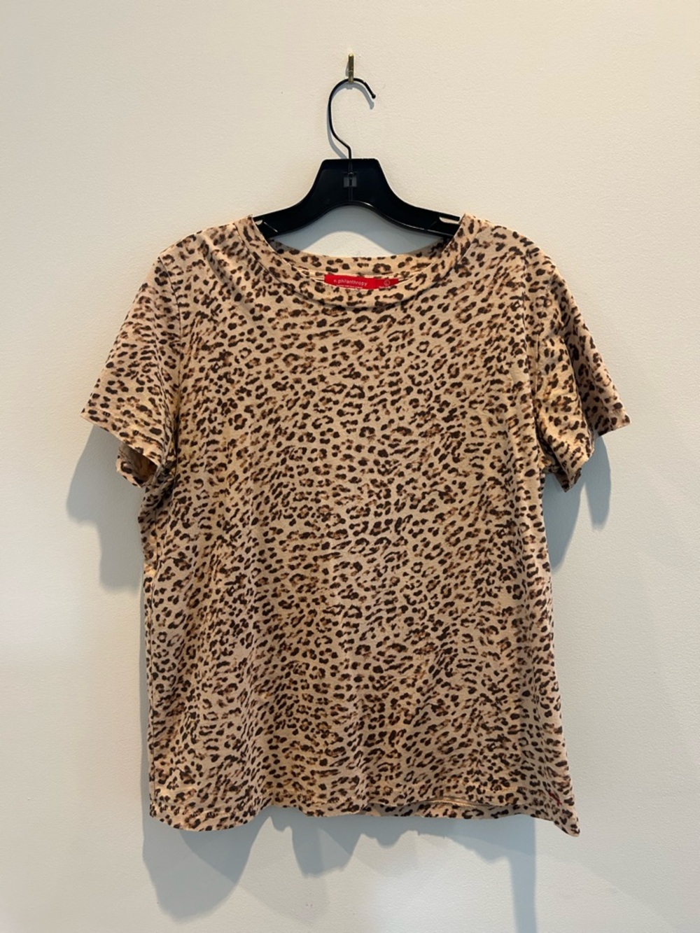 n:PHILANTHROPY Leopard Print Short Sleeve Tee - Tan & Brown Size Large